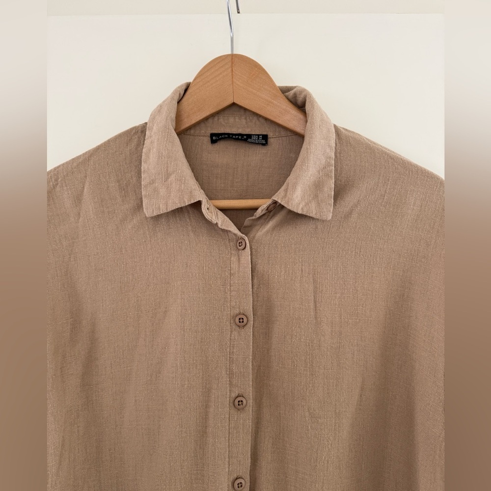Black Tape Linen Blend Button Down Short, size medium. - Picture 5 of 8